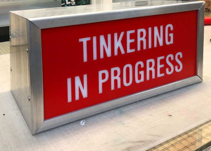 Tinkering lightbox sign
